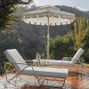 Novogratz Furniture Connie Outdoor Grey and White Stripes 2 Tier Tilt Umbrella with Crank