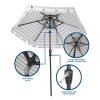Novogratz Furniture Connie Outdoor Grey and White Stripes 2 Tier Tilt Umbrella with Crank