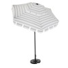 Novogratz Furniture Connie Outdoor Grey and White Stripes 2 Tier Tilt Umbrella with Crank
