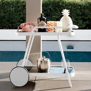 Novogratz Furniture Barbie Outdoor White Aluminium Bar Cart with 2 Shelves Novogratz Furniture Barbie Outdoor White Aluminium Bar Cart with 2 Shelves