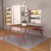 Novogratz Furniture Paulette Red Outdoor/Indoor 5' Metal Frame Resin Wood Effect Top Table and Bench Set