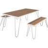 Novogratz Furniture Paulette White Outdoor/Indoor 5' Metal Frame Resin Wood Effect Top Table and Bench Set