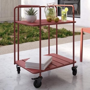 Novogratz Furniture Penelope Outdoor/Indoor Persimmon Red Metal Serving Cart Novogratz Furniture Penelope Outdoor/Indoor Persimmon Red Metal Serving Cart