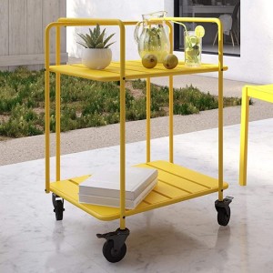 Novogratz Furniture Penelope Outdoor/Indoor Yellow Metal Serving Cart Novogratz Furniture Penelope Outdoor/Indoor Yellow Metal Serving Cart