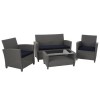 Cosco Outdoor Living Malmo Grey 4 Piece Resin Wicker Patio Deep Seating Conversation Set with Navy Cushions