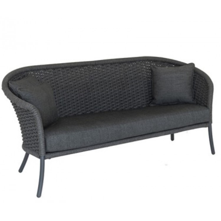 Alexander Rose Cordial Garden Furniture Grey Curved Top Rope Weave 3 Seater Sofa