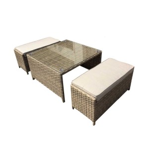 Signature Weave Garden Furniture Elizabeth Coffee Table with 2 Ottoman Seats Signature Weave Garden Furniture Elizabeth Coffee Table with 2 Ottoman Seats