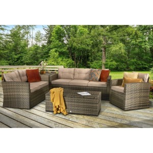 Signature Weave Garden Furniture Holly Five Piece Brown Sofa Set Signature Weave Garden Furniture Holly Five Piece Brown Sofa Set