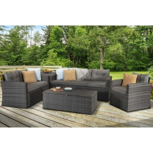 Signature Weave Garden Furniture Holly Five Piece Grey Sofa Set Signature Weave Garden Furniture Holly Five Piece Grey Sofa Set