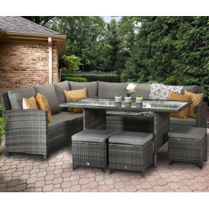 Signature Weave Garden Furniture Charlotte Corner Dining Set in Grey Signature Weave Garden Furniture Charlotte Corner Dining Set in Grey