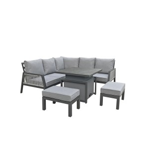 Signature Weave Garden Furniture Bettina Grey Aluminium Corner Dining Set with Rising Table Signature Weave Garden Furniture Bettina Grey Aluminium Corner Dining Set with Rising Table