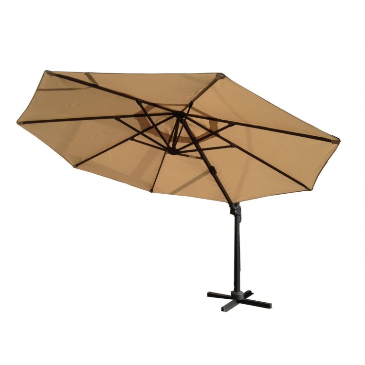 Signature Weave Garden Furniture 3.5m Round Cantilever Parasol with Beige Canopy