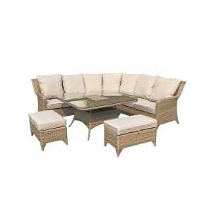 Signature Weave Garden Furniture Sarah Rattan Nature Corner Sofa + 2 Stools Dining Set with Ice Bucket Signature Weave Garden Furniture Sarah Rattan Nature Corner Sofa + 2 Stools Dining Set with Ice Bucket