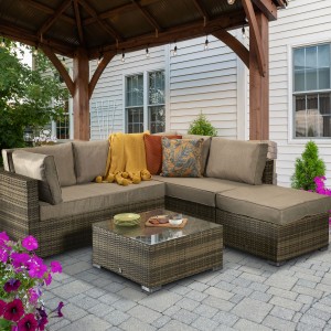 Signature Weave Garden Furniture Savannah Brown Nature Corner Lounge Set Signature Weave Garden Furniture Savannah Brown Nature Corner Lounge Set