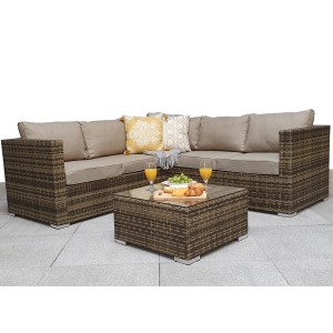 Signature Weave Garden Furniture Georgia Corner Sofa Set in Mixed Brown Signature Weave Garden Furniture Georgia Corner Sofa Set in Mixed Brown
