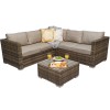 Signature Weave Garden Furniture Georgia Corner Sofa Set in Mixed Brown