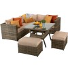 Signature Weave Garden Furniture Georgia Brown Natural Corner Dining Set