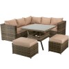 Signature Weave Garden Furniture Georgia Brown Natural Corner Dining Set