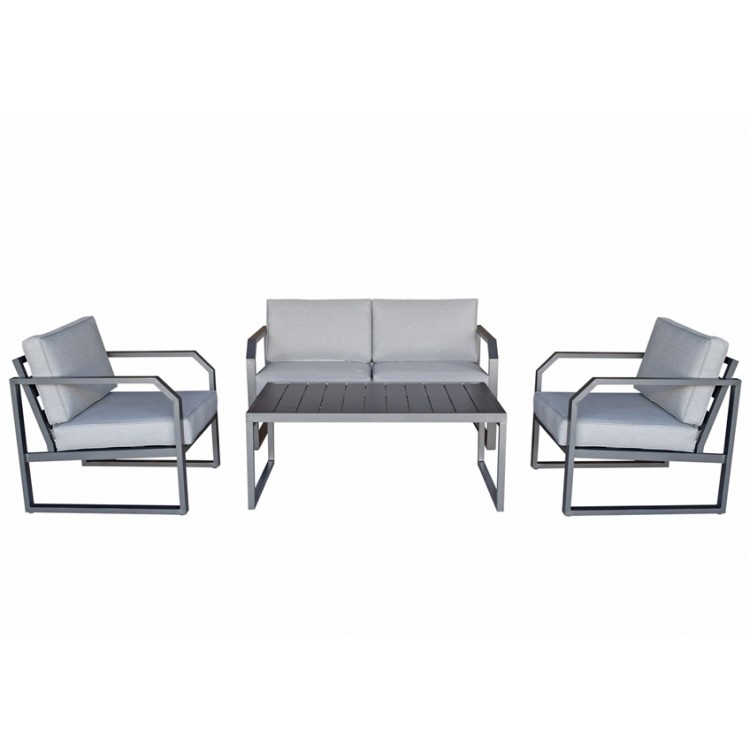 Signature Weave Garden Furniture Alarna Grey Aluminium 4 Seater Sofa Set