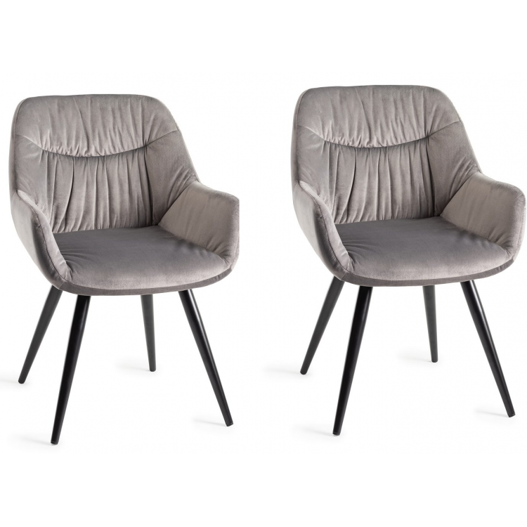 Bentley Designs Dali Furniture Grey Velvet Fabric Chairs
