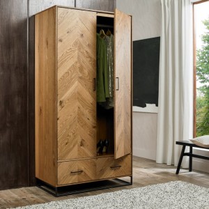 Bentley Designs Riva Rustic Oak Furniture 2 Door Double Wardrobe with Drawer Bentley Designs Riva Rustic Oak Furniture 2 Door Double Wardrobe with Drawer