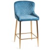 Bentley Designs Cezanne Furniture Petrol Blue Velvet Fabric Matt Gold Plated Legs Bar Stools (Pair)