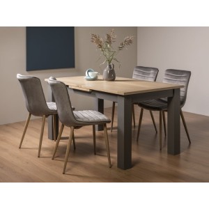 Bentley Designs Oakham Scandi Oak 4-6 Seater Dining Table with 4 Eriksen Grey Velvet Fabric Chairs Bentley Designs Oakham Scandi Oak 4-6 Seater Dining Table with 4 Eriksen Grey Velvet Fabric Chairs