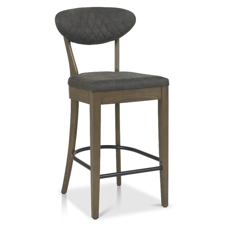 Bentley Designs Ellipse Fumed Oak Dark Grey Fabric Bar Stool Pair