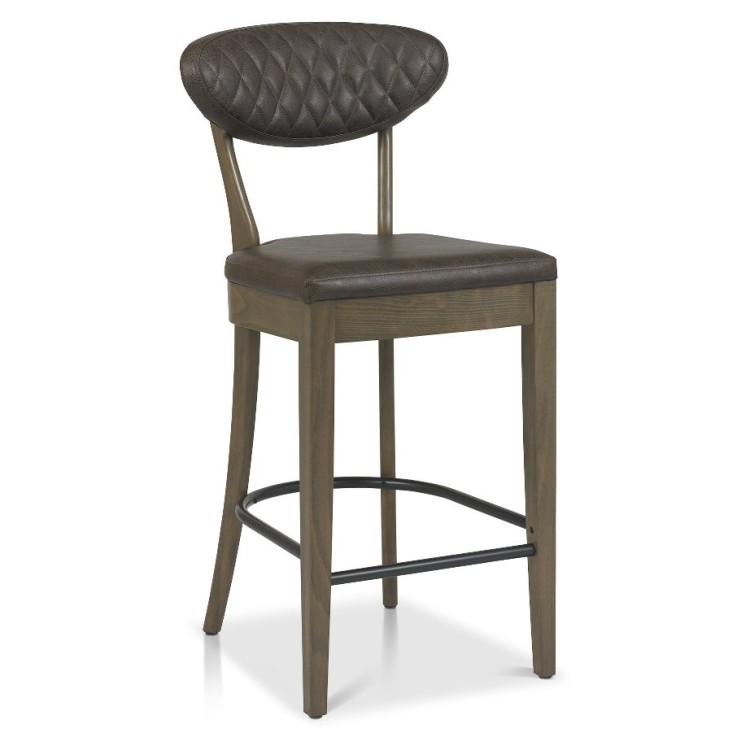 Bentley Designs Ellipse Fumed Oak Old West Vintage Leather Bar Stool Pair