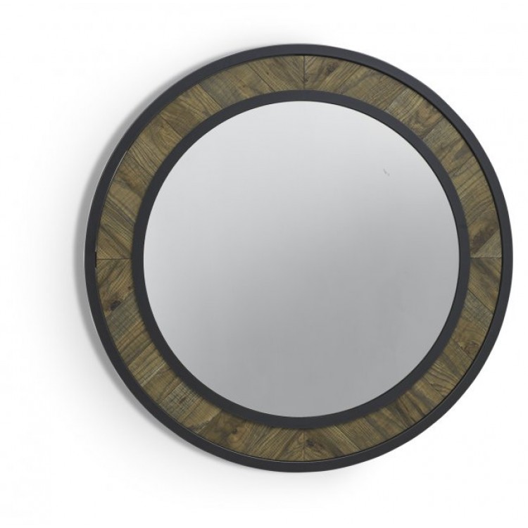 Bentley Designs Ellipse Round Fumed Oak Wall Mirror