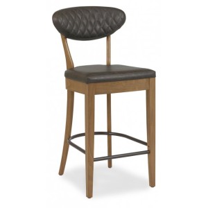 Bentley Designs Ellipse Rustic Oak Old West Vintage Leather Bar Stool Pair Bentley Designs Ellipse Rustic Oak Old West Vintage Leather Bar Stool Pair