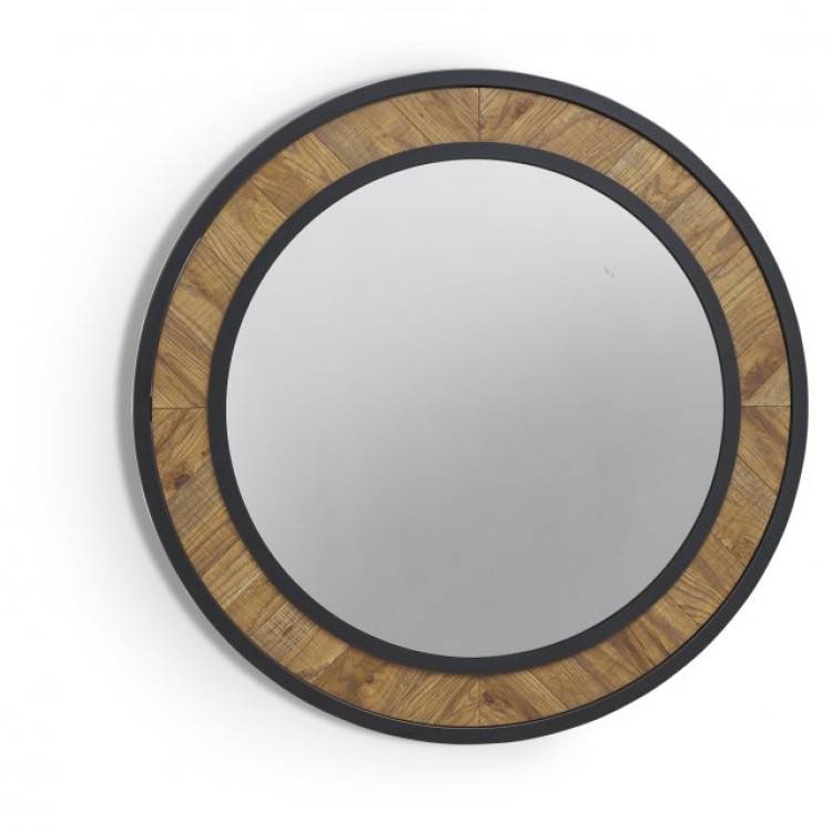 Bentley Designs Ellipse Round Rustic Oak Wall Mirror