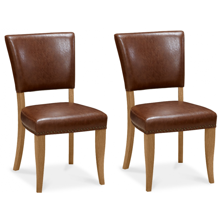 Bentley Designs Belgrave Furniture Rustic Tan Uph Oak Chair Pair