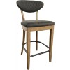 Bentley Designs Ellipse Rustic Oak Dark Grey Fabric Bar Stool Pair