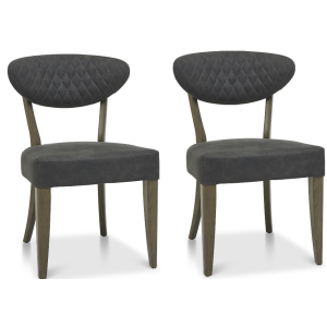 Bentley Designs Ellipse Fumed Oak Furniture Dark Grey Fabric Upholstered Chair (Pair) Bentley Designs Ellipse Fumed Oak Furniture Dark Grey Fabric Upholstered Chair (Pair)
