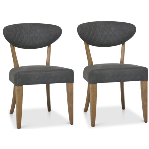 Ellipse Rustic Oak Upholstered Chair - Dark Grey Fabric (Pair) Ellipse Rustic Oak Upholstered Chair - Dark Grey Fabric (Pair)