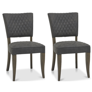 Bentley Designs Logan Fumed Oak Furniture Dark Grey Fabric Upholstered Chair Pair Bentley Designs Logan Fumed Oak Furniture Dark Grey Fabric Upholstered Chair Pair