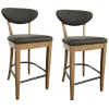 Bentley Designs Ellipse Rustic Oak Dark Grey Fabric Bar Stool Pair