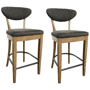 Bentley Designs Ellipse Rustic Oak Dark Grey Fabric Bar Stool Pair Bentley Designs Ellipse Rustic Oak Dark Grey Fabric Bar Stool Pair