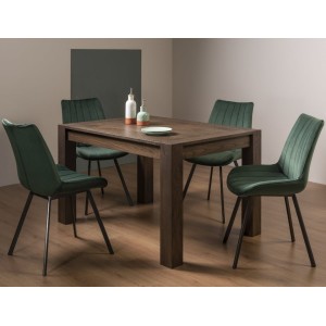Bentley Designs Turin Dark Oak 4 to 6 Seater Rectangular Dining Table With 4 Fontana Green Velvet Fabric Chairs Bentley Designs Turin Dark Oak 4 to 6 Seater Rectangular Dining Table With 4 Fontana Green Velvet Fabric Chairs