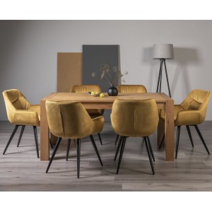 Bentley Designs Turin Light Oak 6 Seater Dining Table With 6 Dali Mustard Velvet Fabric Chairs Bentley Designs Turin Light Oak 6 Seater Dining Table With 6 Dali Mustard Velvet Fabric Chairs