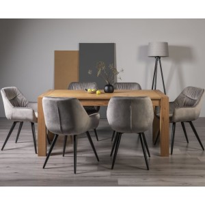 Bentley Designs Turin Light Oak 6 Seater Dining Table With 6 Dali Grey Velvet Fabric Chairs Bentley Designs Turin Light Oak 6 Seater Dining Table With 6 Dali Grey Velvet Fabric Chairs