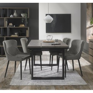 Bentley Designs Tivoli Weathered Oak 4-6 Seater Dining Table With 4 Cezanne Grey Velvet Fabric Chairs Bentley Designs Tivoli Weathered Oak 4-6 Seater Dining Table With 4 Cezanne Grey Velvet Fabric Chairs