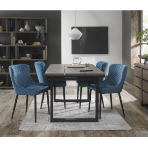 Bentley Designs Tivoli Weathered Oak 4-6 Seater Dining Table With 4 Cezanne Petrol Blue Velvet Fabric Chairs Bentley Designs Tivoli Weathered Oak 4-6 Seater Dining Table With 4 Cezanne Petrol Blue Velvet Fabric Chairs
