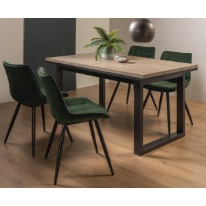 Bentley Designs Tivoli Weathered Oak 4-6 Seater Dining Table With 4 Seurat Green Velvet Fabric Chairs Bentley Designs Tivoli Weathered Oak 4-6 Seater Dining Table With 4 Seurat Green Velvet Fabric Chairs