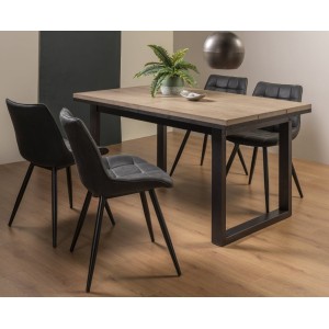Bentley Designs Tivoli Weathered Oak 4-6 Seater Dining Table With 4 Seurat Dark Grey Faux Suede Fabric Chairs Bentley Designs Tivoli Weathered Oak 4-6 Seater Dining Table With 4 Seurat Dark Grey Faux Suede Fabric Chairs