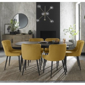 Bentley Designs Vintage Weathered Oak 6-8 Seater Dining Table with 6 Cezanne Mustard Velvet Fabric Chairs Bentley Designs Vintage Weathered Oak 6-8 Seater Dining Table with 6 Cezanne Mustard Velvet Fabric Chairs