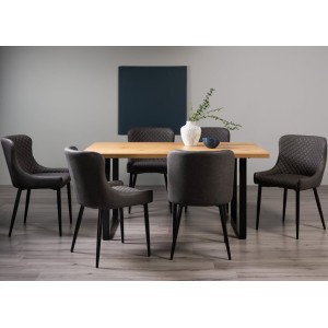Bentley Designs Ramsay Rustic Oak Effect Melamine 6 Seater U Leg Dining Table With 6 Cezanne Dark Grey Faux Leather Chairs Bentley Designs Ramsay Rustic Oak Effect Melamine 6 Seater U Leg Dining Table With 6 Cezanne Dark Grey Faux Leather Chairs