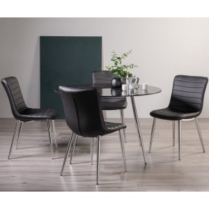 Bentley Designs Christo Black Marble Effect Tempered Glass 4 Seater Table With 4 Rothko Black Faux Leather Chairs Bentley Designs Christo Black Marble Effect Tempered Glass 4 Seater Table With 4 Rothko Black Faux Leather Chairs