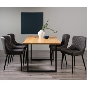 Bentley Designs Ramsay Rustic Oak Effect Melamine 6 Seater U Leg Dining Table With 4 Cezanne Dark Grey Faux Leather Chairs Bentley Designs Ramsay Rustic Oak Effect Melamine 6 Seater U Leg Dining Table With 4 Cezanne Dark Grey Faux Leather Chairs